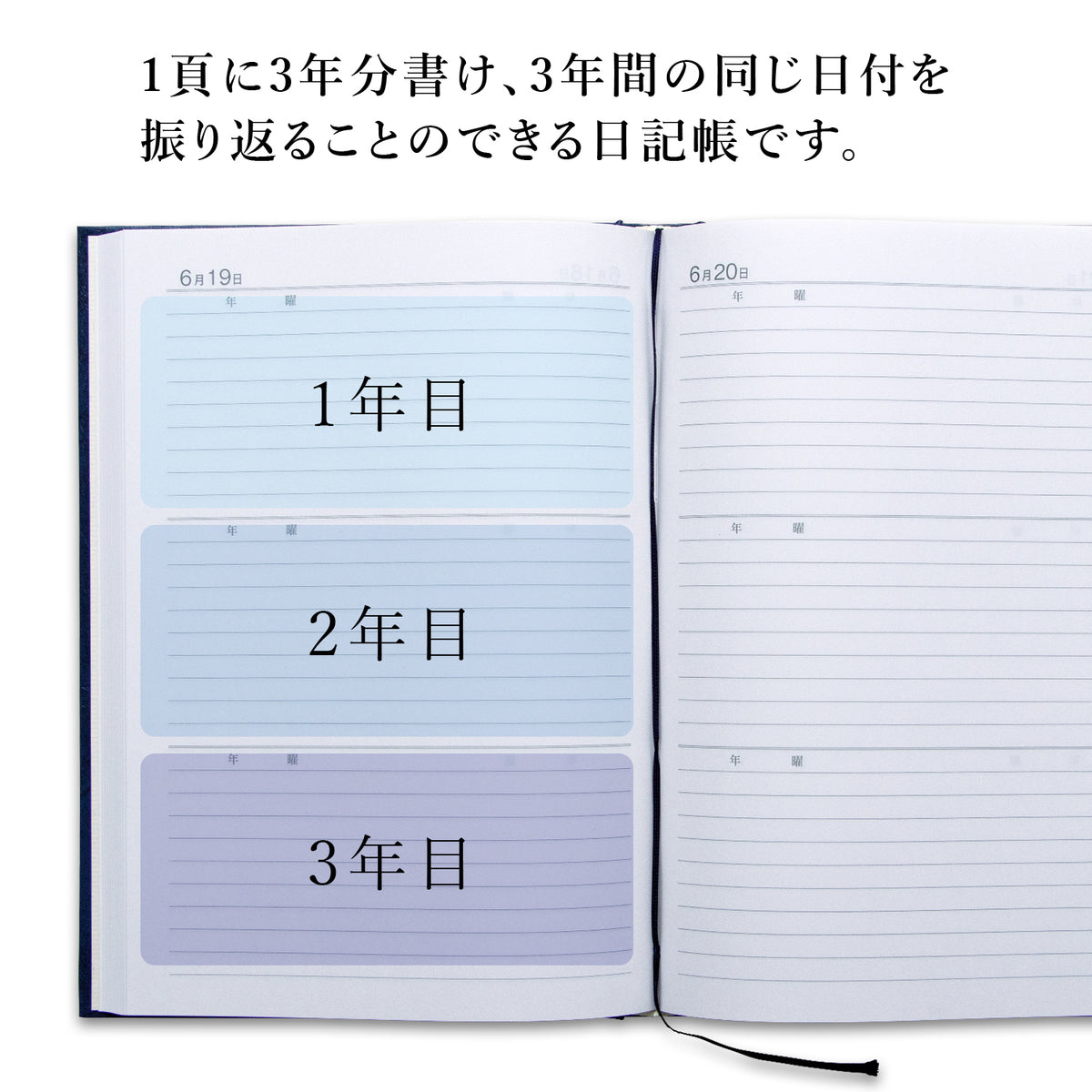 3年用日記《日付表示あり》B5 アピカ D302 日記帳