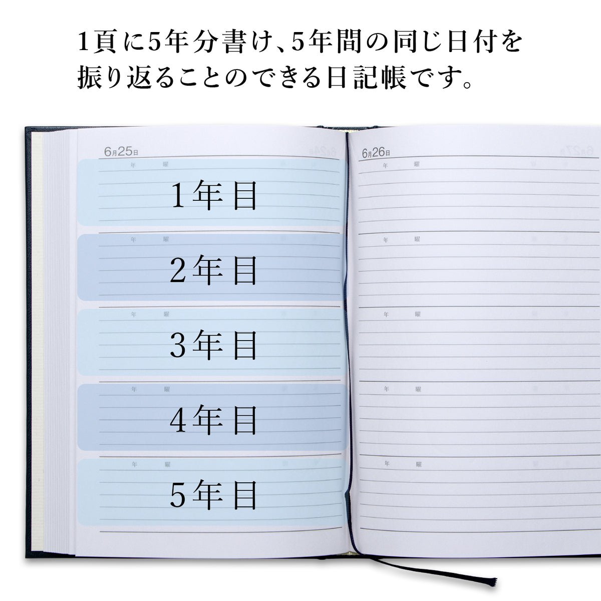 5年用日記《日付表示あり》A5 アピカ D304 日記帳