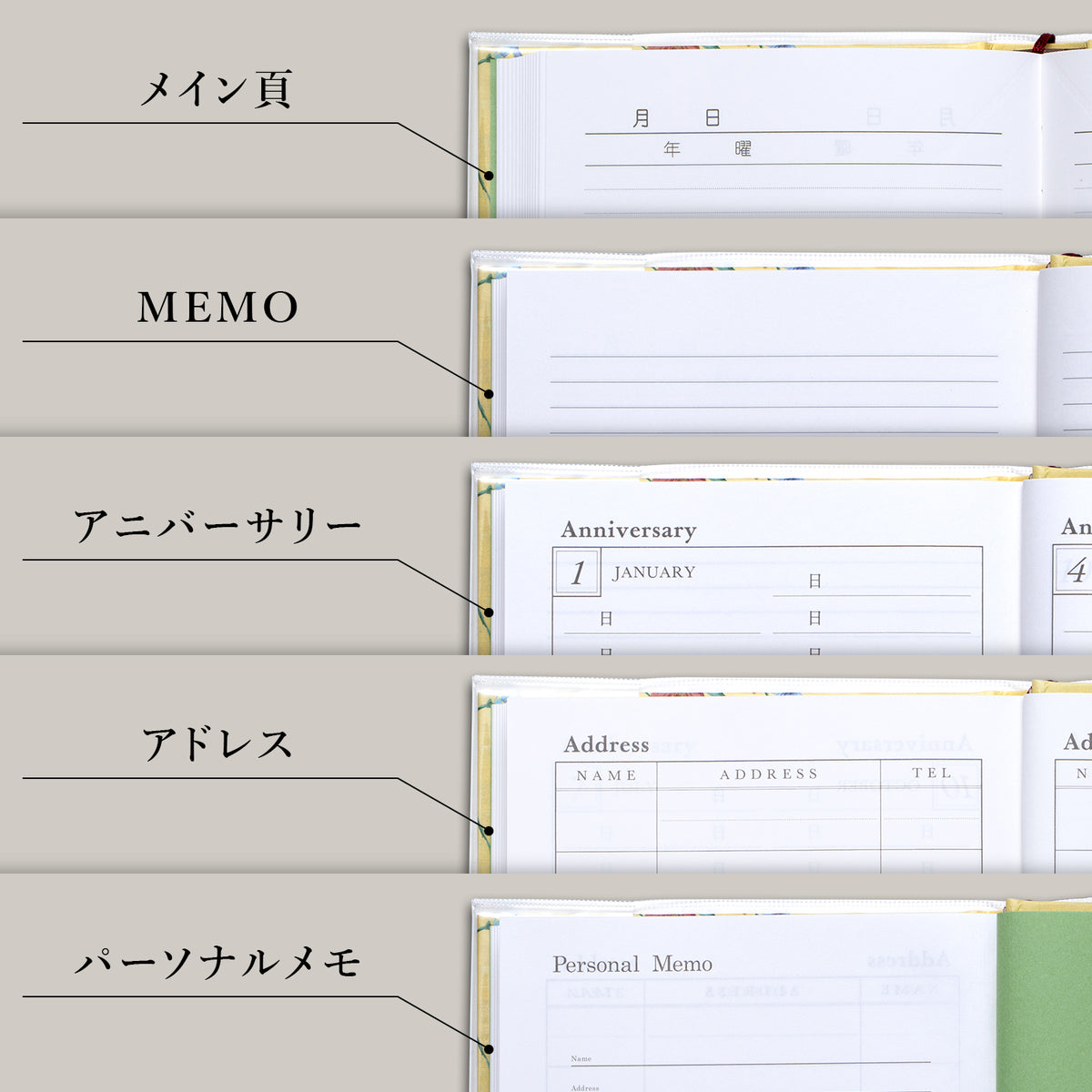 3年日記《日付表示なし》B6 花柄 横書 アピカ D310