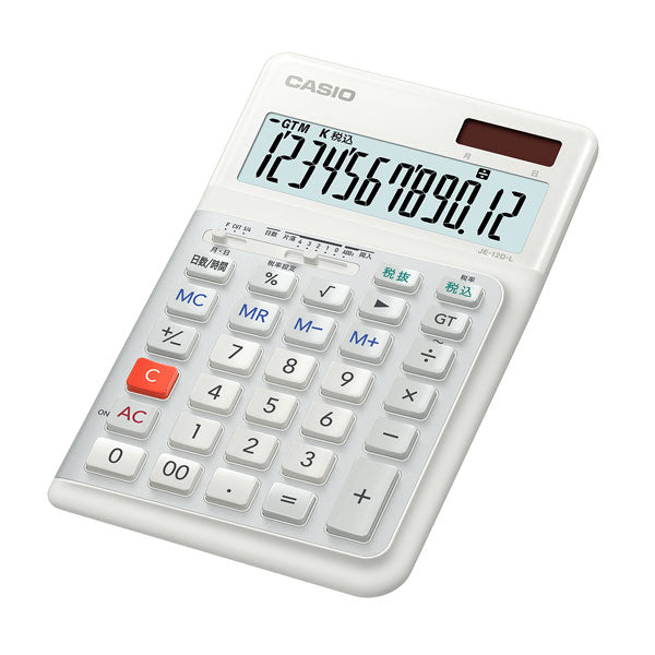 CASIO 人間工学電卓 左手用 ジャストタイプ カシオ計算機 JE-12D-L-WE-N【送料無料※】