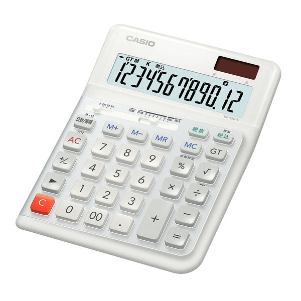 CASIO 人間工学電卓 左手用 デスクタイプ カシオ計算機 DE-12D-L-WE-N【送料無料※】