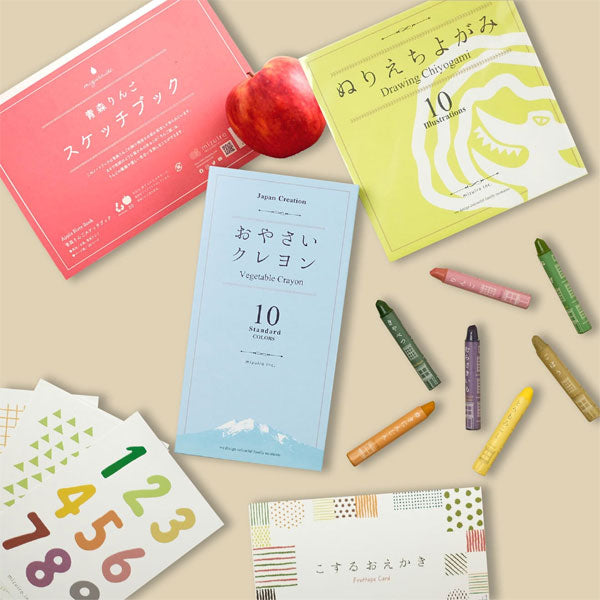 おやさいクレヨンと青森りんごスケッチブックのお絵かきトランク ドラパス ST-GIFSET12