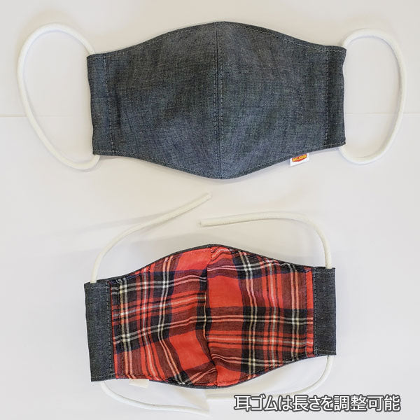 ウォッシャブルマスク 洗える布マスク デニム 2枚組 三層構造抗菌抗ウイルスマスク by BIG JOHN ビッグジョン