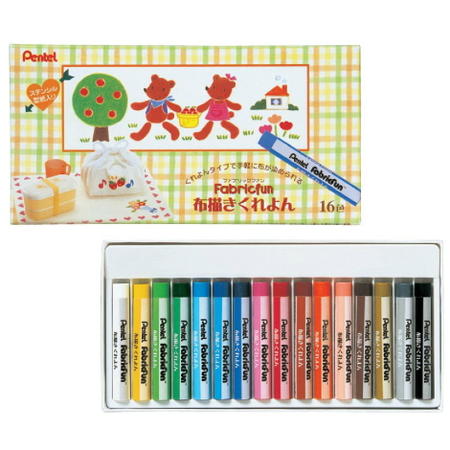 ファブリックファン 布描きくれよん(クレヨン)16色 ぺんてる PTS4-16 【3点までネコポス可】