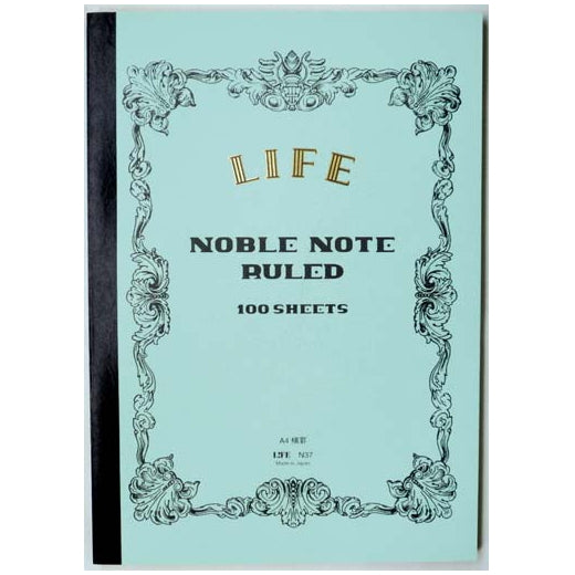 【1冊のみネコポス便対応可能商品】ノーブルノート A4 横罫 NOBLE NOTE<表紙:ライトブルー>100枚 ライフ《LIFE》N37