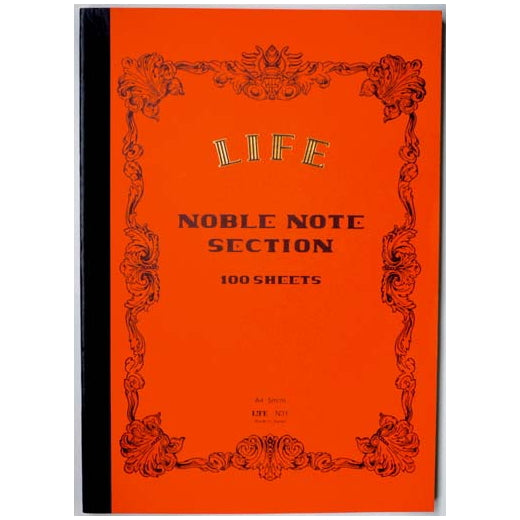 ノーブルノート A4 方眼 NOBLE NOTE<表紙:オレンジ>100枚 ライフ《LIFE》N31