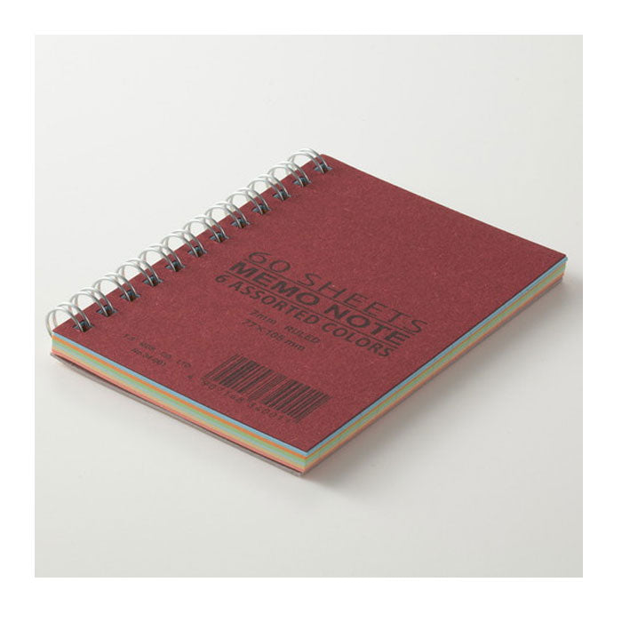 Wリングメモ  A7サイズ 7mm横罫 赤  MDS 34-001