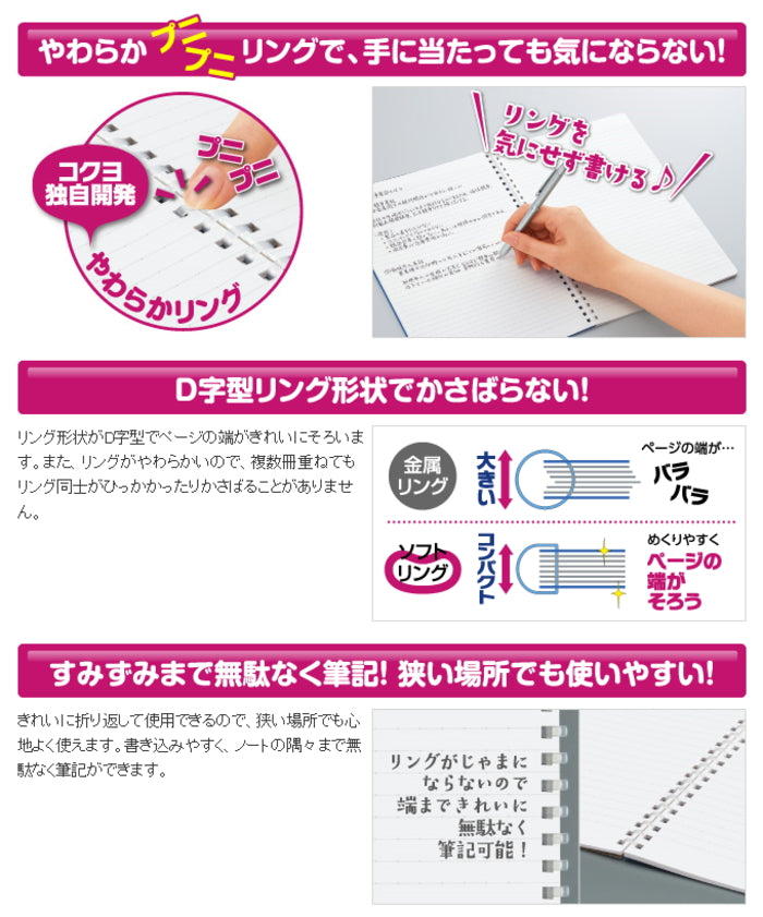 ソフトリングノート やわらかリング  セミB5 80枚 5mm方眼罫 コクヨ 10-ス-SV308S5-C 【ネコポス2冊可】