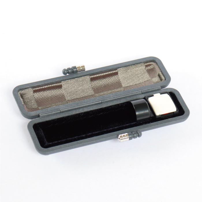 印鑑ケース 西陣織 市松模様  10.5・12mm対応 朱肉付き印鑑ケース 338イチマツモヨウグレー 創明社