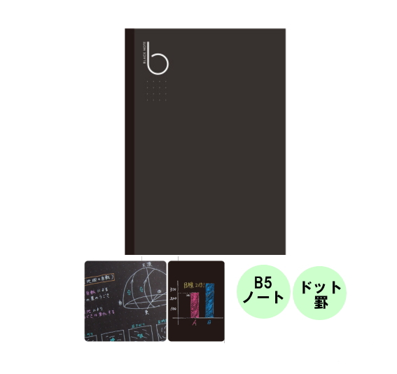 【ネコポス便対応可能商品】ブラックノート(BLACK SERIES) B5サイズ   ドット罫 ノート パイロット 140-NFB02-40