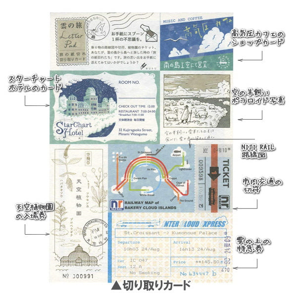 雲の旅レターパッド 2柄×10枚  ライフ 9L-02
