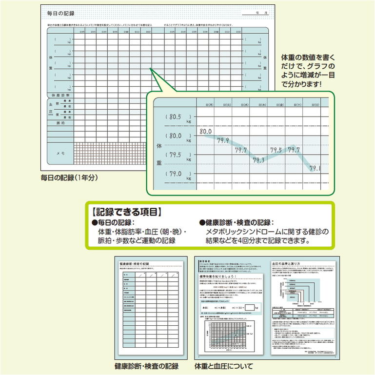 体重・血圧を記録するノート LES-H103  コクヨ