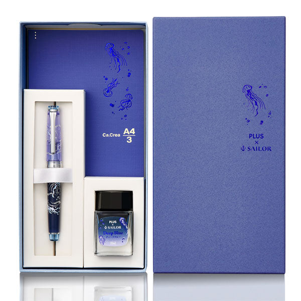 (11/18園田)【限定】カ.クリエ プレミアムクロス×プロフェッショナルギアスリム 海月セット クリアパープル×クリアネイビー 字幅(EF/MF/B) セーラー万年筆 10-8829【送料無料*】
