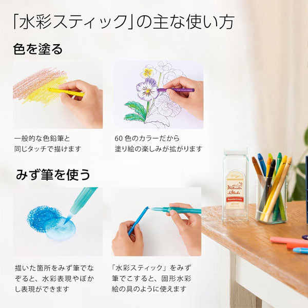 Vistage《ヴィスタージュ》 水彩スティック 60色セット ぺんてる GSS1-60ST2 【送料無料※】