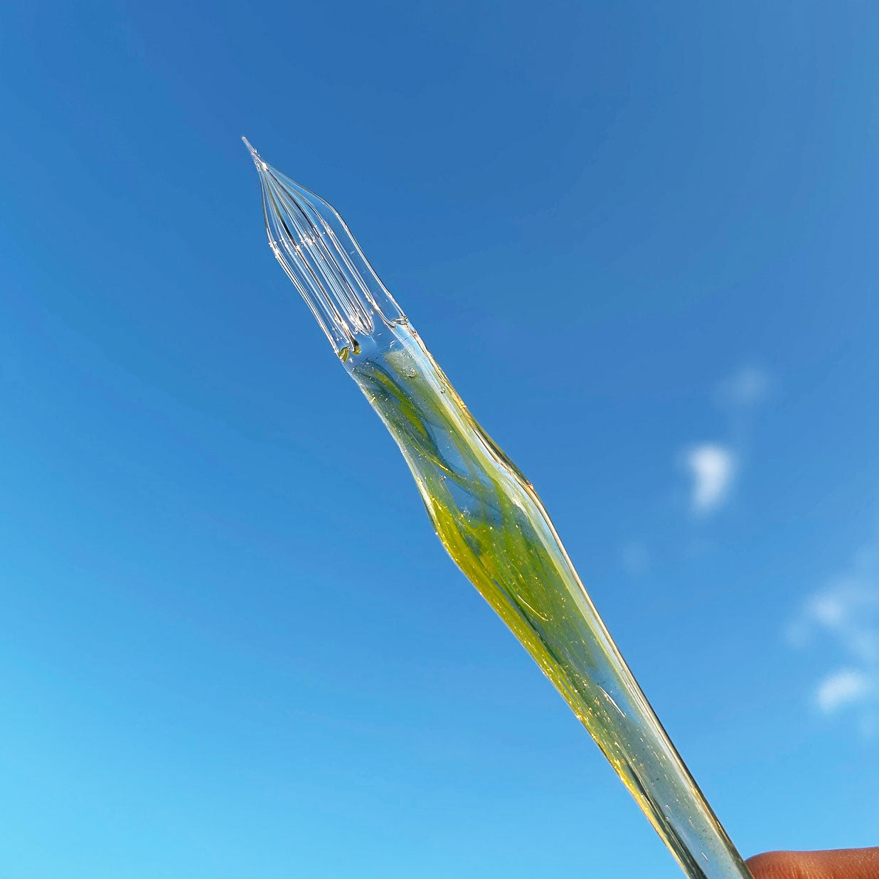 ガラスペン ガラス工房aun 「マーブル ”レモンドロップ”」中細相当 【お一人様1本限り】