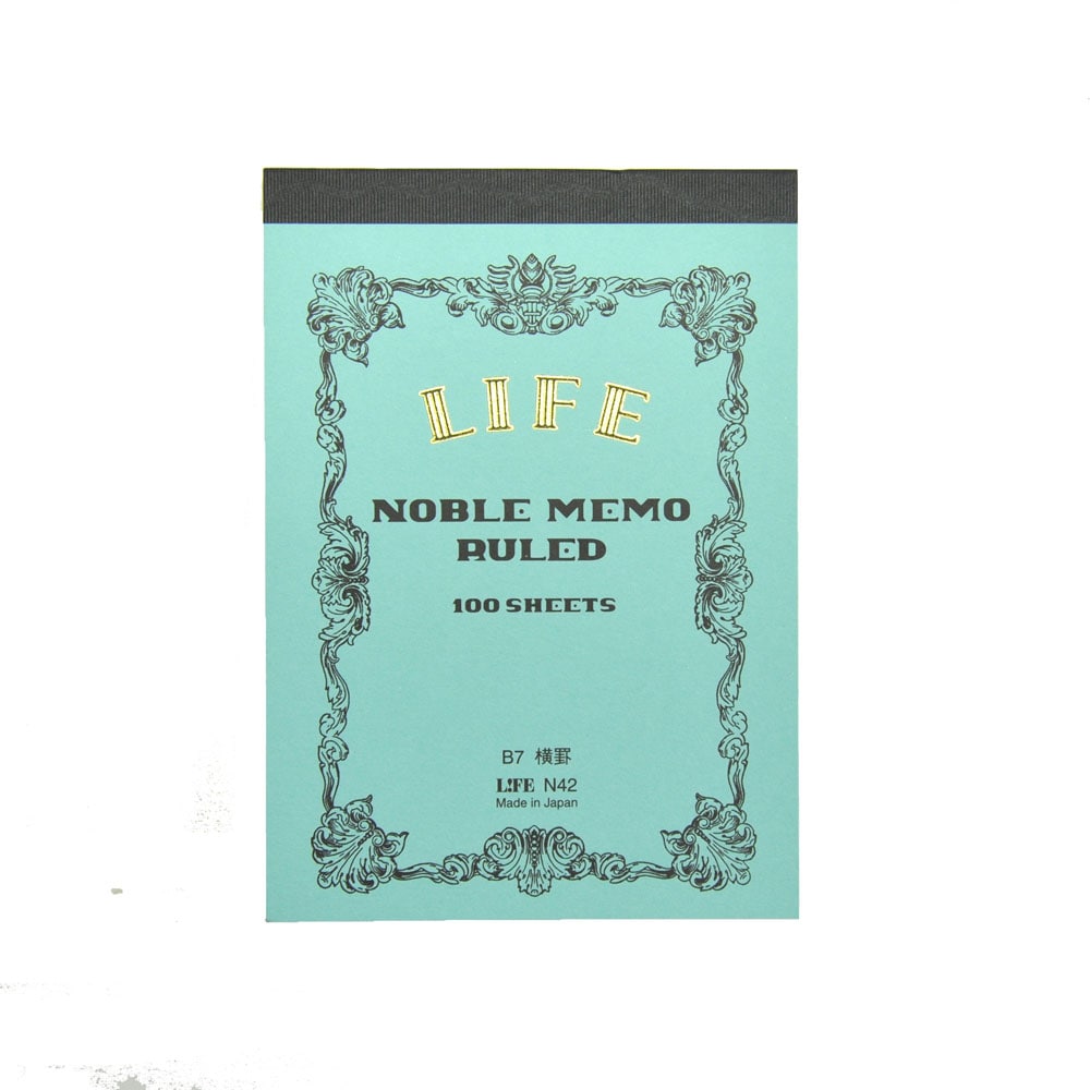 ノーブルメモ NOBLE MEMO 横罫8mm 本文<表紙:ライトブルー>100枚 ライフ《LIFE》N42