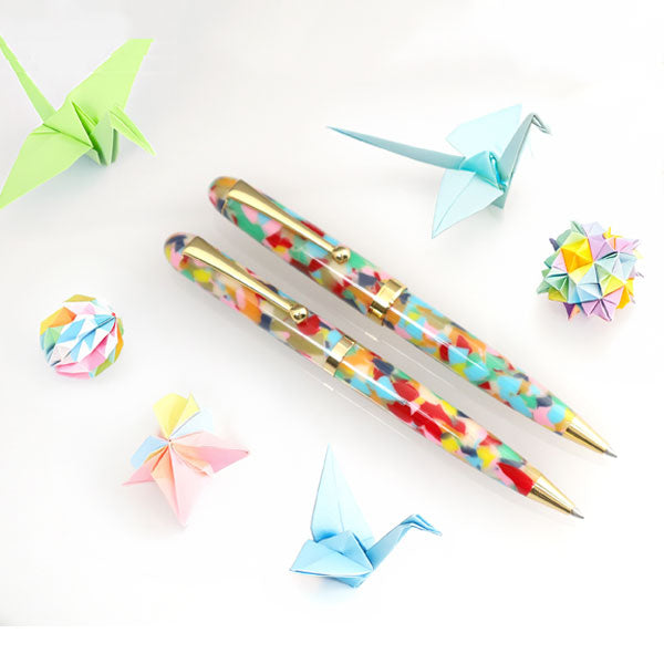 アセテートボールペン【折り紙】太軸/細軸タイプ [中字] ≪化粧箱付き