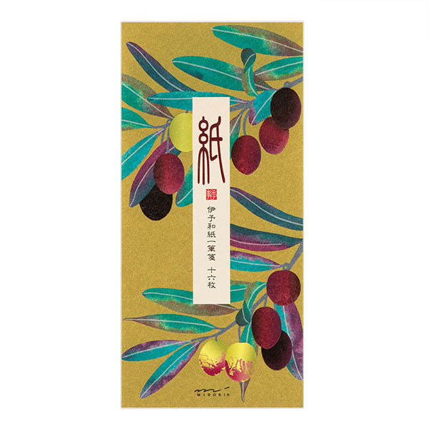 2236様感謝‼️ラスト五客‼️最上手伊万里　梅おしどり&鶴亀切支丹舟 秋レター [一筆箋/箔 オリーブ柄] 伊予和紙 16枚入り デザインフィル