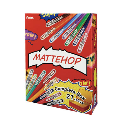 (2/5園田)マットホップ MATTEHOP コンプリートセット［全21色］ 缶ケース入り ゲルインキボールペン 1.0mm ぺんてる K110-V21ST