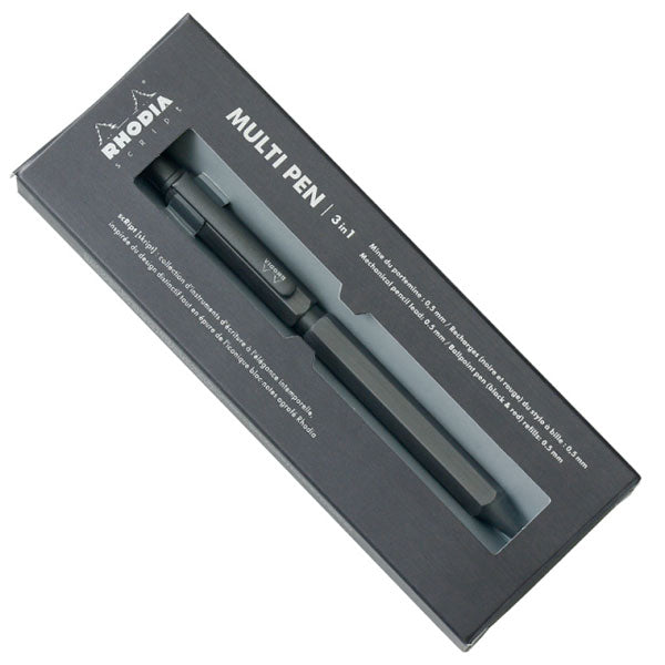 【限定】ロディア《RHODIA》クリプト チタニウム マルチペン 3in1［ボールペン0.5mm/黒赤・シャープペン0.5mm］ロディア CF9371[M便 1/3]