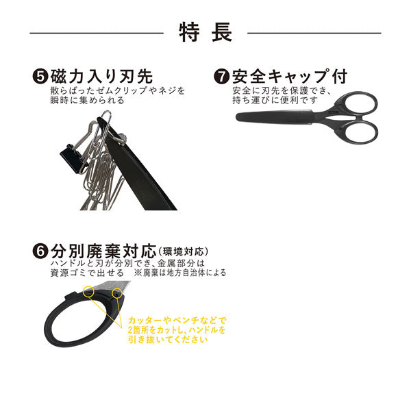 二刀派ハサミ(オープナー機能刃)《ブラック》 クツワ SS119BK [M便 1/2]