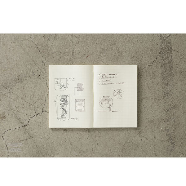 《MD PAPER PRODUCTS》MDノート A7 [無罫/横罫/方眼罫] デザインフィル(ミドリ) 15344/5/6 [M便 1/12]