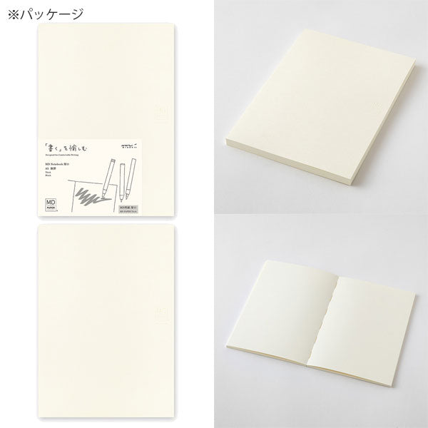 《MD PAPER PRODUCTS》MDノート 厚口 [A5スクエア/A5] 無罫 デザインフィル(ミドリ) 15349/50 [M便 1/3]