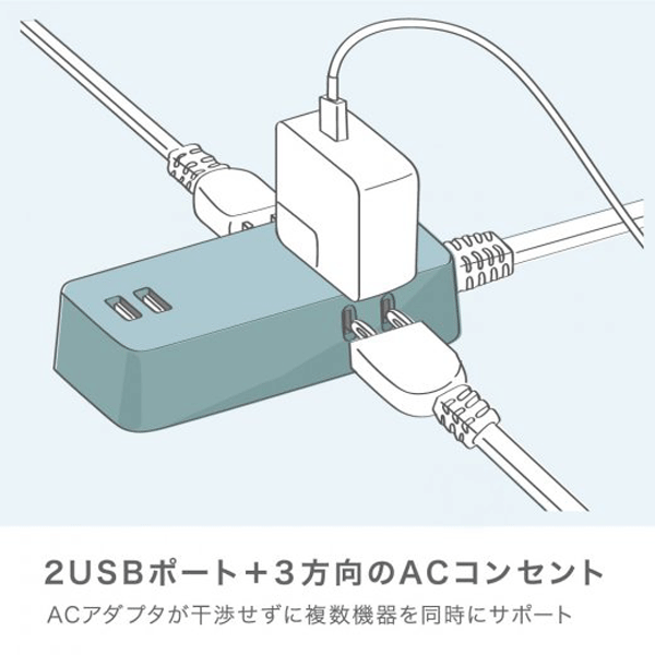 3口コンセント（コード1.5ｍ）ＵＳＢポート付　ユートリムエル [全2色]ソニック UT/UL-5817-*