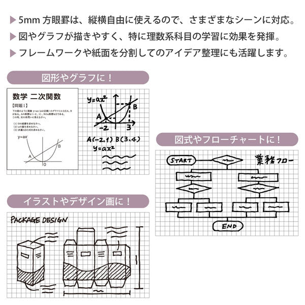 書きやすいルーズリーフ B5 26穴 《5mm方眼罫》 100枚 紙パッケージ maruman(マルマン) L1207HK [M便 1/2]