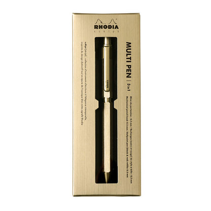 【限定】ロディア/RHODIAscRipt MULTI PEN 3in1 ゴールド ボールペン(黒・赤)/シャープペン 0.5mm ロディア CF9345