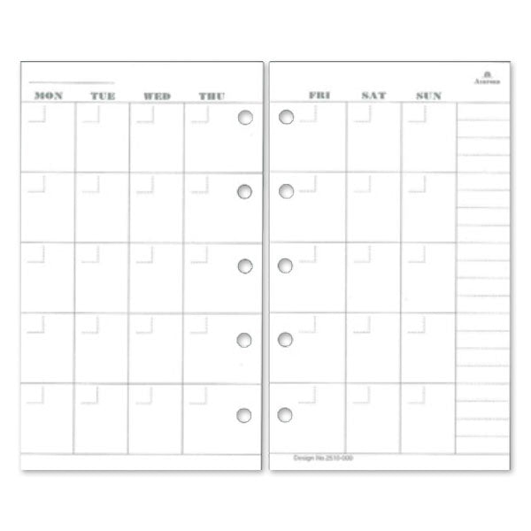 ASHFORD 手帳リフィル 日付無 月間ダイアリー カレンダー式 MICRO5［2510］アシュフォード 2510-100 [M便 1/20]