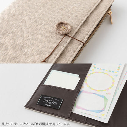 ゆるログ ノートカバー B6 [布] 全2色 デザインフィル(ミドリ) 15360/15361 [M便 1/2]
