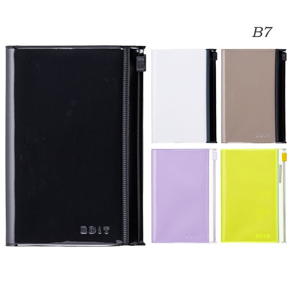 EDiT 手帳用紙を使った小さな方眼ノート B7 PVCカバー付 全5色 マークス EDI-NB20-BK/WH/BE/PL/YE [M便 1/4]