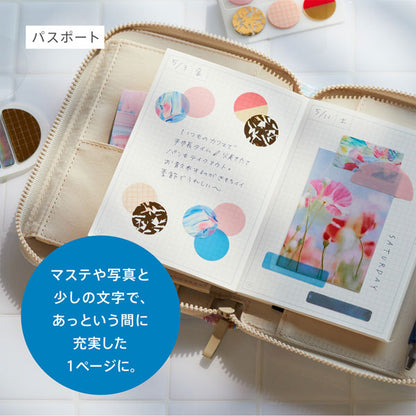 手帳のように使えるノート HITOTOKI NOTE ノート・カバー・下敷き3点セット パスポートサイズ ノート：デイリータイプ/ドット方眼3.15ｍｍ [全5柄] キングジム HN-PF