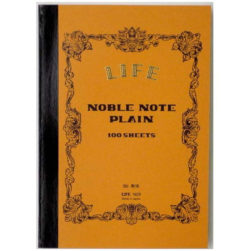 【ネコポス便対応可能商品】ノーブルノート　Ｂ６　無地　ＮＯＢＬＥ　ＮＯＴＥ＜表紙：ブラウン＞100枚　ライフ《LIFE》N29