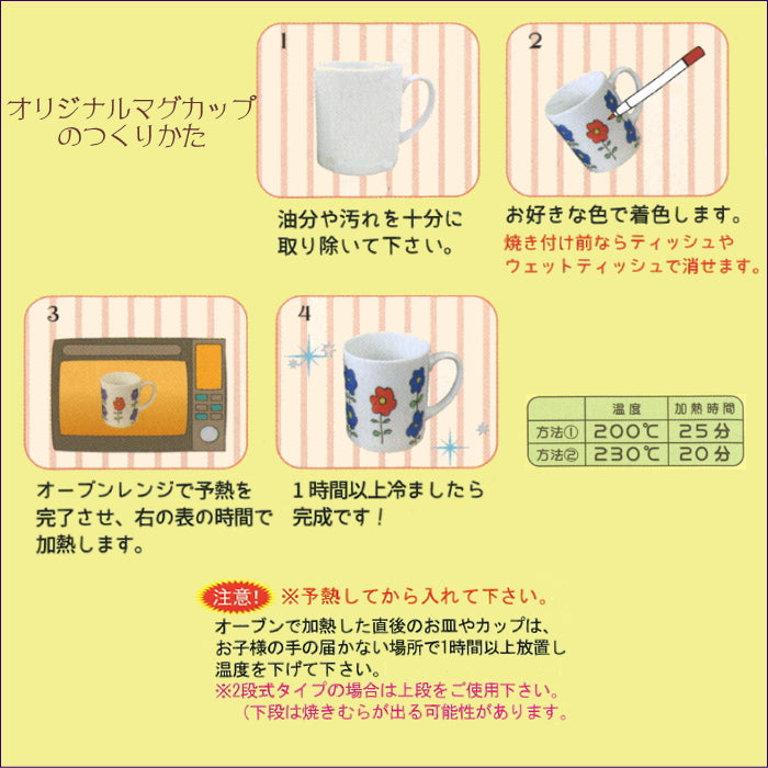 らくやきマーカー はじめてマグセット  マグカップ2個＋らくやきマーカー5色セット  エポックケミカル RMMS-1900