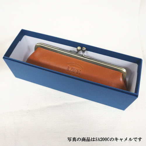 本革ペンケース　がま口三角ペンケース[キャメル／茶]ライフ〔LIFE〕SA200C    *ネコポス不可*