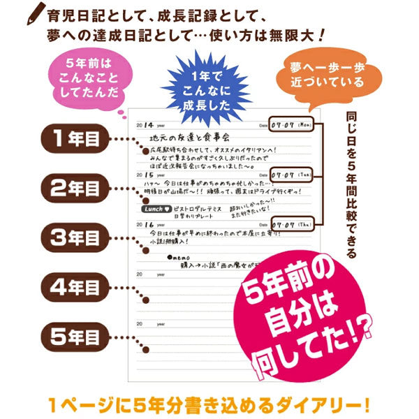 5年日記帳 おしゃれねこダイアリー B6 [全2色] アーティミス DP5-ON