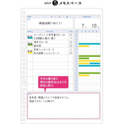 ルーズリーフ スタディプランナー [デイリー罫みえる化] 　キャンパス/Campus コクヨ ノ-Y836MD