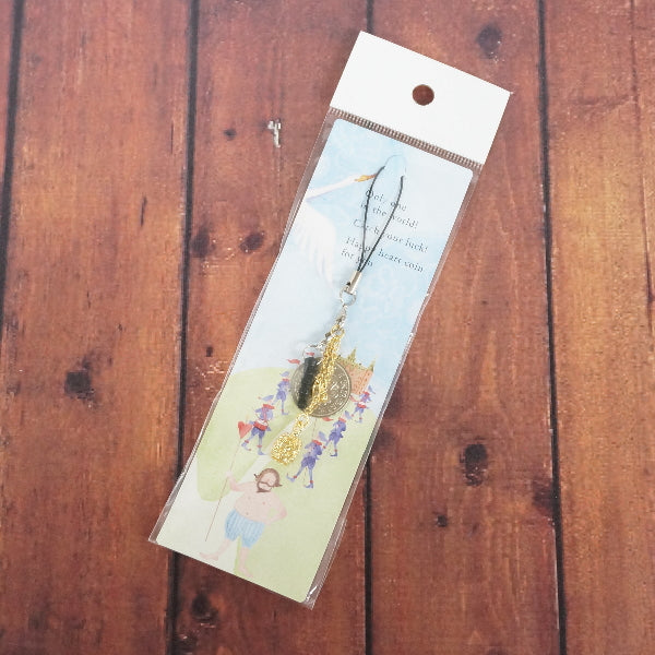 【6/17角乢】ハッピーハートコイン【HAPPY HEART COIN】「幸せを呼ぶコイン」ストラップ イヤホンジャック付き ゴールド アドウィン(アクトワークス) HS-G [M便 1/15]