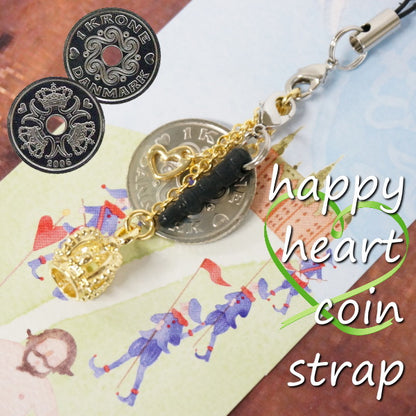 【6/17角乢】ハッピーハートコイン【HAPPY HEART COIN】「幸せを呼ぶコイン」ストラップ イヤホンジャック付き ゴールド アドウィン(アクトワークス) HS-G [M便 1/15]
