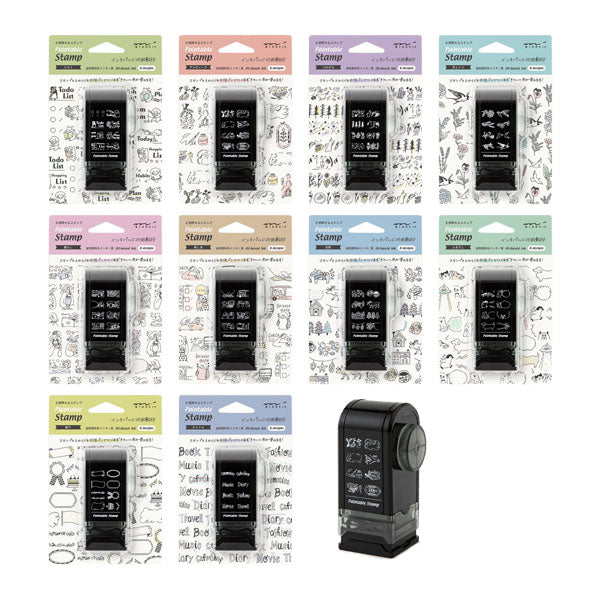 スタンプ 回転印 ダイヤル [全10種類] デザインフィル(ミドリ) 35579/80/1/2/3/4/5/6/7/8