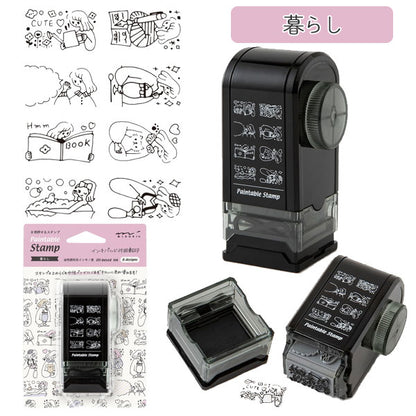 スタンプ 回転印 ダイヤル [全10種類] デザインフィル(ミドリ) 35579/80/1/2/3/4/5/6/7/8