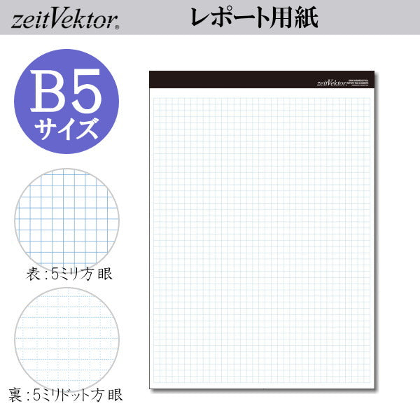 ツァイトベクター　レポート用紙【B5サイズ】ミシン目付き両面使用可能タイプ　方眼・ドット方眼　レイメイ藤井　ZVP425