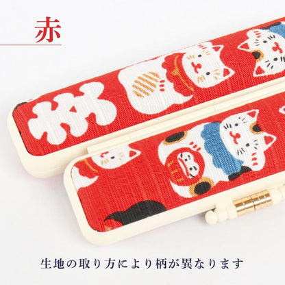 印鑑ケース　大入ねこ　10.5・12mm対応　朱肉付き印鑑ケース　331ｱｶ・ｱｵ　創明社　猫　赤　青
