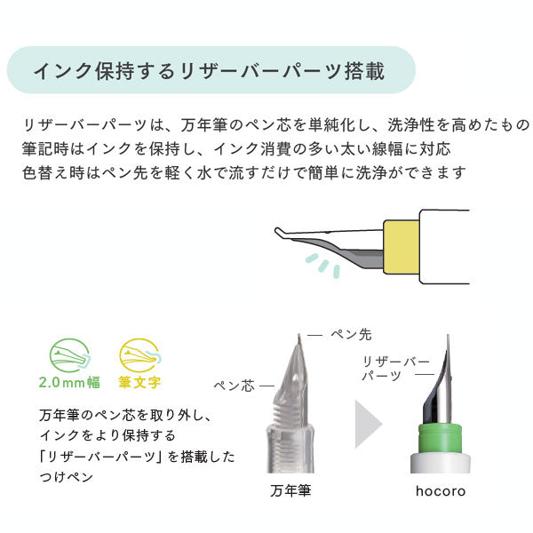 hocoro《ホコロ》 万年筆ペン先のつけペン (筆文字 ２色) ペン先１個+ペン軸１本入り セーラー万年筆 12-0138-7［M便 1/10］