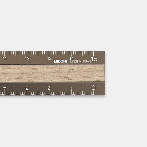 アルミ＆ウッド定規 15cm [全6色] デザインフィル(ミドリ) 42257/70/74