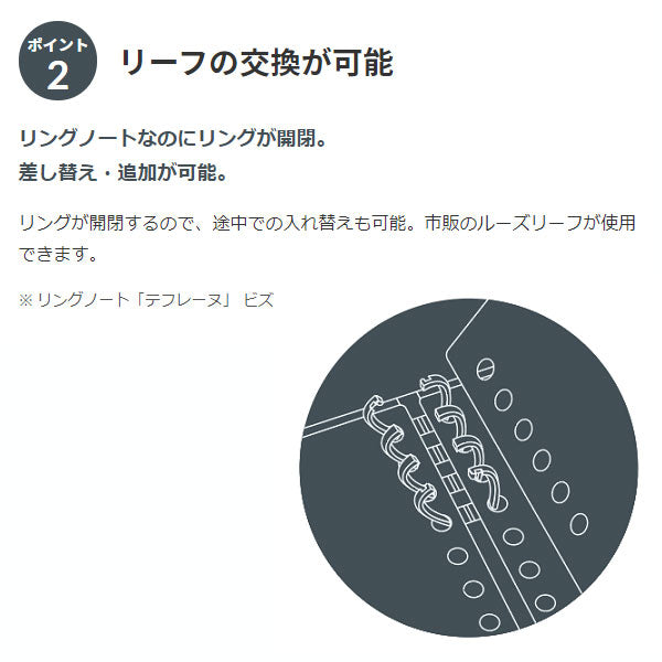 リングノート「テフレーヌ」 ビズ A5  2色 タテ型  KINGJIM  9854TEB