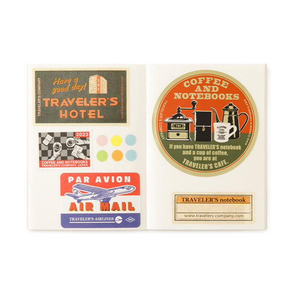 トラベルネコ 文房具3点セット　旅行　ノート・シール・リスト　パスポート風 トラベラーズノート《TRAVELER'S note book》 リフィル シール