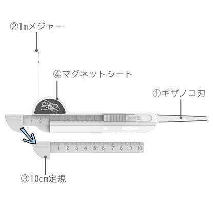 1台4役 メジャーが付いたギザノコ刃カッター [全2色] ナカバヤシ MGC-101[M便 1/10]